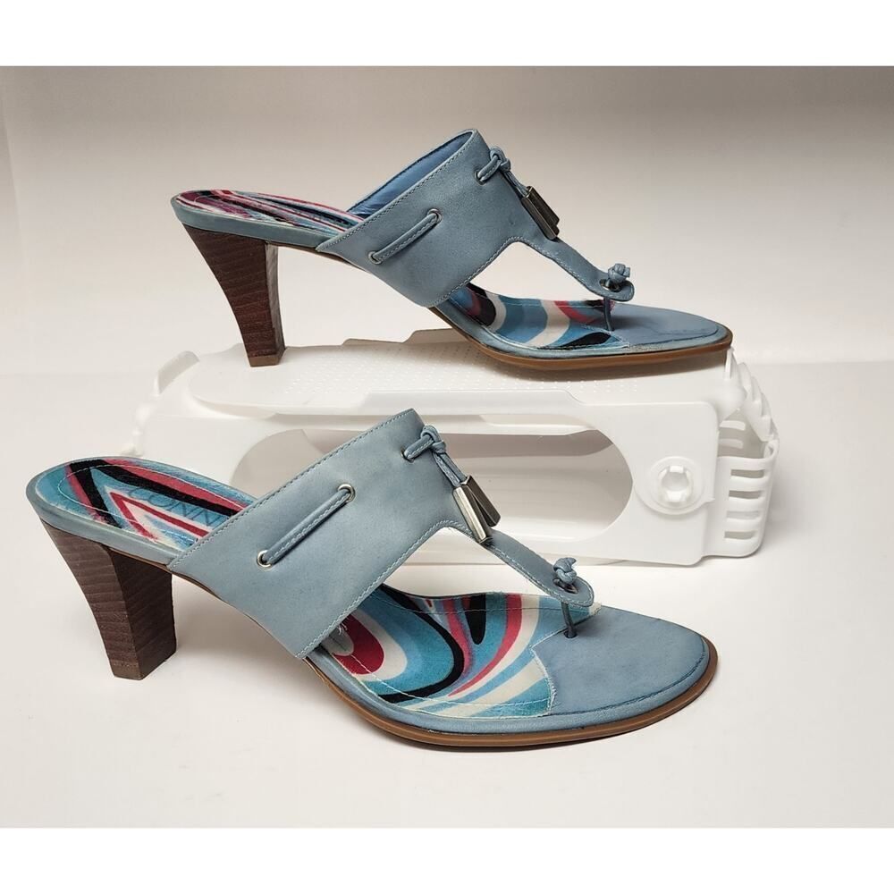 Connie City Lights T-Strap Blue Sandal Heel Shoes Size 8M
